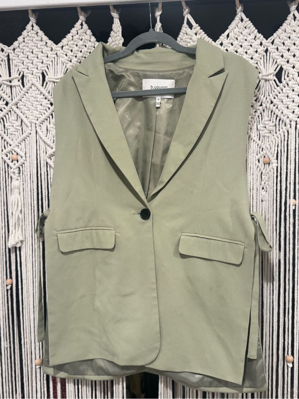 b.young Sleeveless Tailored Vest in Sage Green